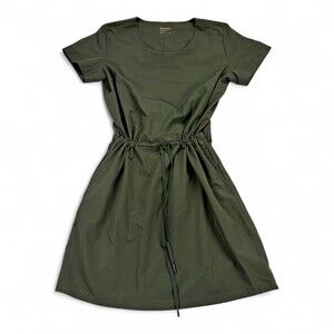 Mondetta Olive Green Drawstring Waist Short Sleeve Dress M